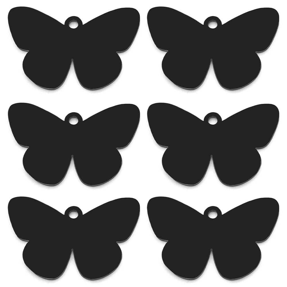 100PCS Customizable Butterfly Shape Stainless Steel Tag Engravable Anti-lost Keyring  Pendant Jewelry Necklace Charm Accessories