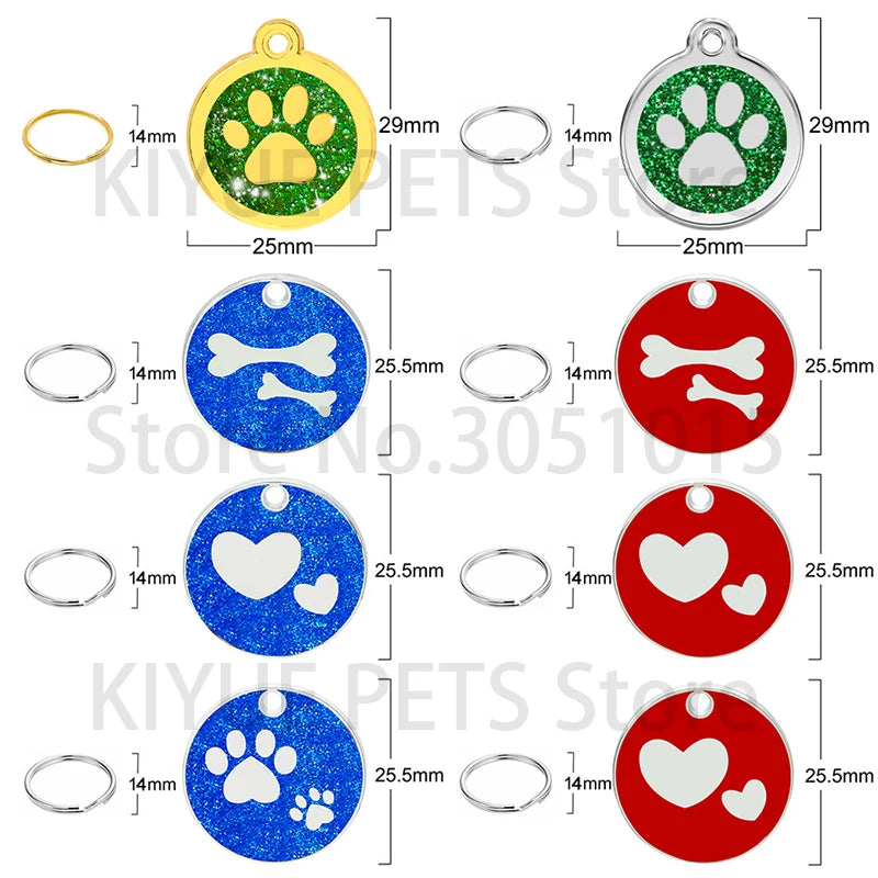 20PCS Dog Pet Id Tags Medal Customized Collar With Name Number Kitten Anti-lost Blank Pendant Personalized Engraving DIY