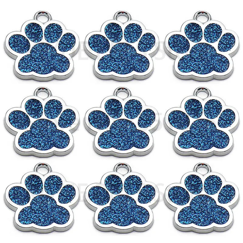 Wholesale 100Pcs Paw Identity Pendant Dog Tag Round Name Plate Pet ID Tag For Dogs Cats Personalized Custom Engraved Keychain