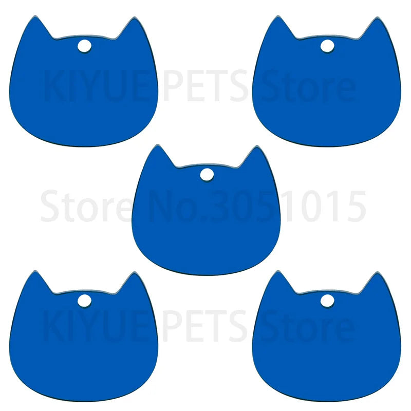 100Pcs Cat Id Tag Face Shape Lovey Pendant Collar Accessories Stainless Steel Dog Name Blank Metal Engraved Quality Neck