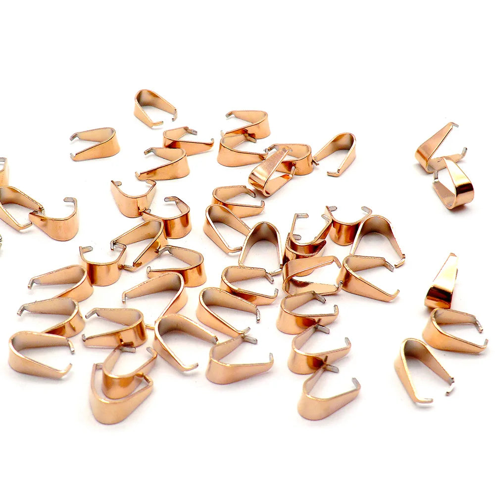 100pcs/Lot Gold Stainless Steel Clasps Bails Charm Melon Seeds Buckle Pendant DIY Necklace Bracelet Connectors Jewelry Findings