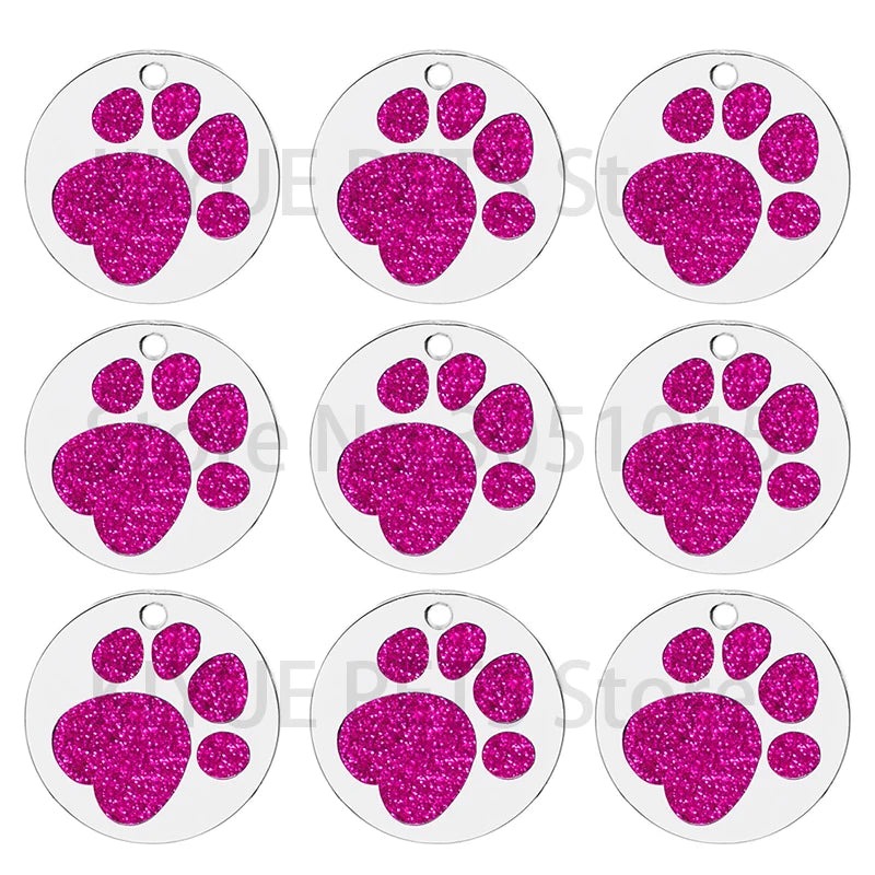 Wholesale 100Pcs Personalized Dog Tag Custom Pet Puppy Dog ID Tag Dog Collar Accessories Engraved Name Plate Paw Tag For Dogs