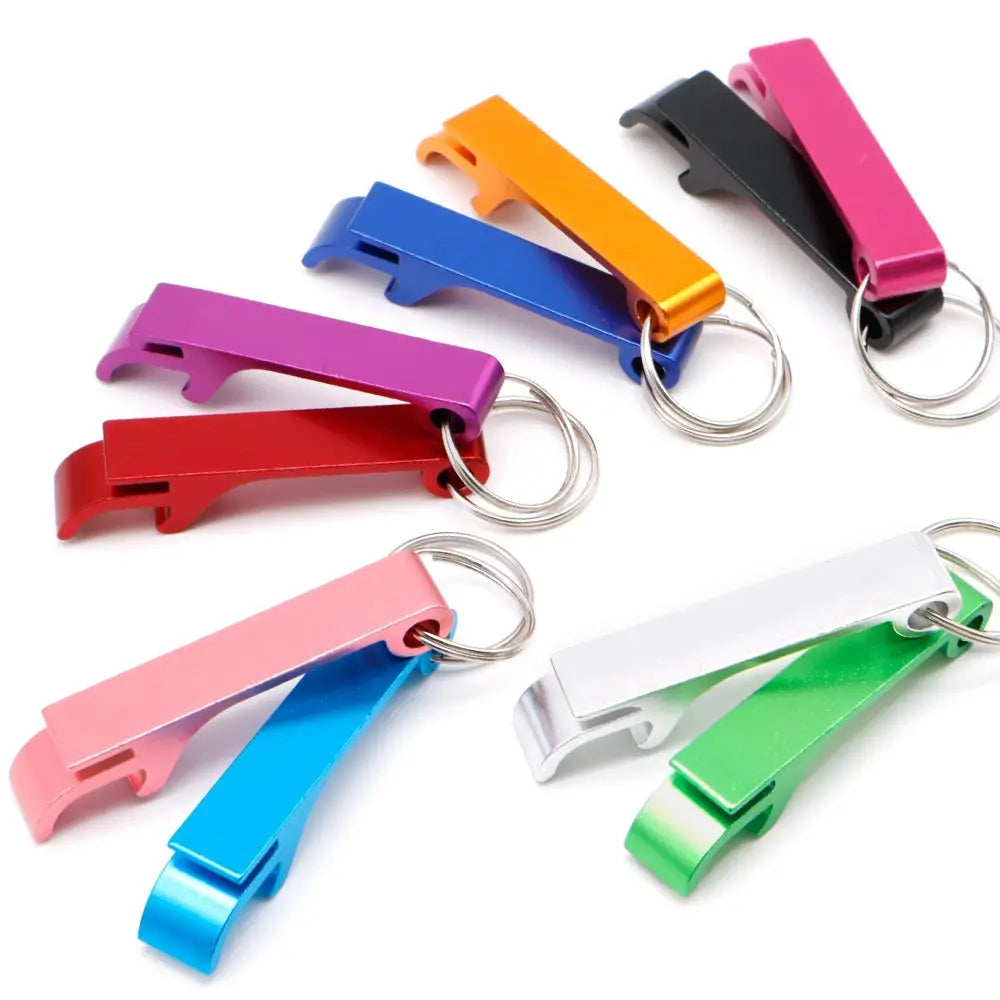 Wholesale 100Pcs Customized Aluminium  Can Opener Key Chain Ring Can Opener Restaurant Promotion Giveaway Logo Wedding Gift