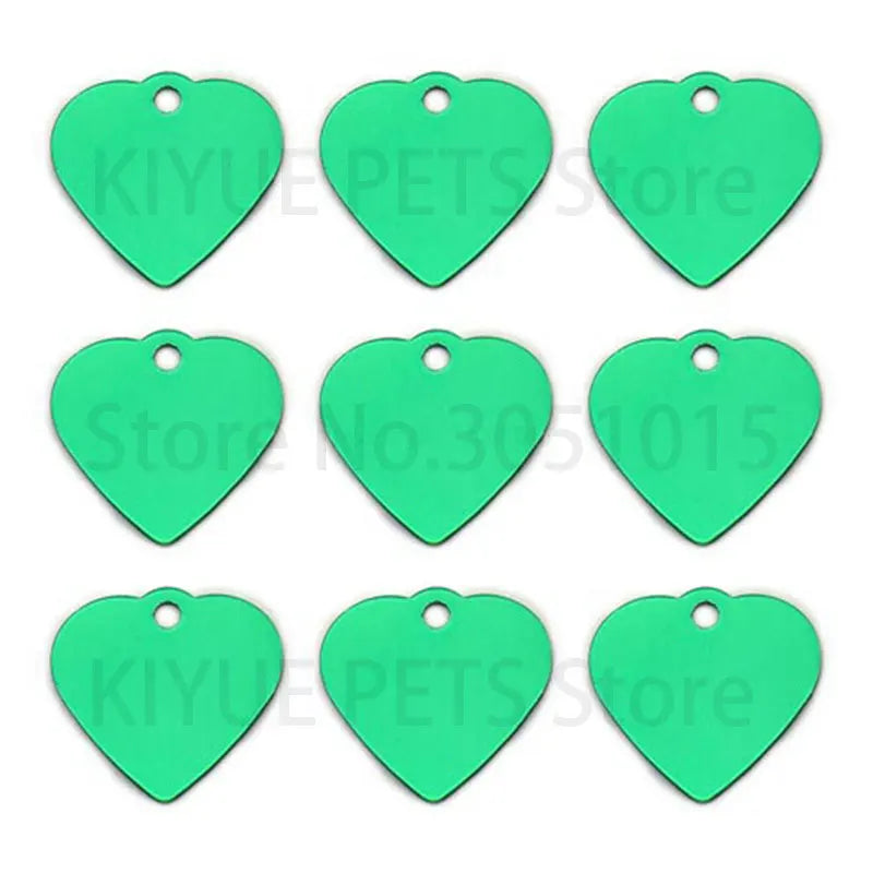 Wholesale 100Pcs Dog ID Tag Pet Name Engraving Tag Pendant plate name pendant Herat Necklace Collar Puppy Cat Collar Accessory