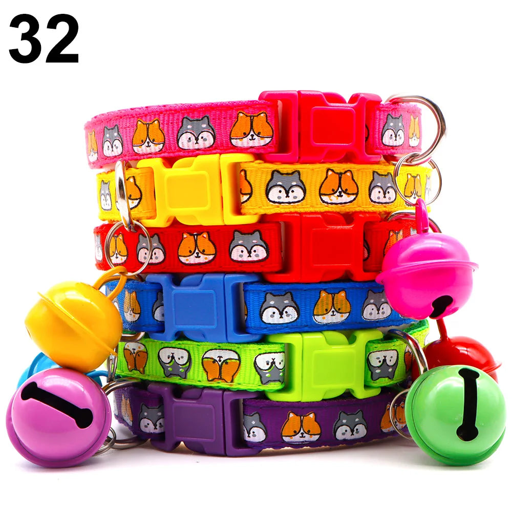 24PCS Cute Bell  Collar Different  Teddy Bomei Dog Cartoon Footprint Cat Colth Supplies Pets Leads Product Dropshipping