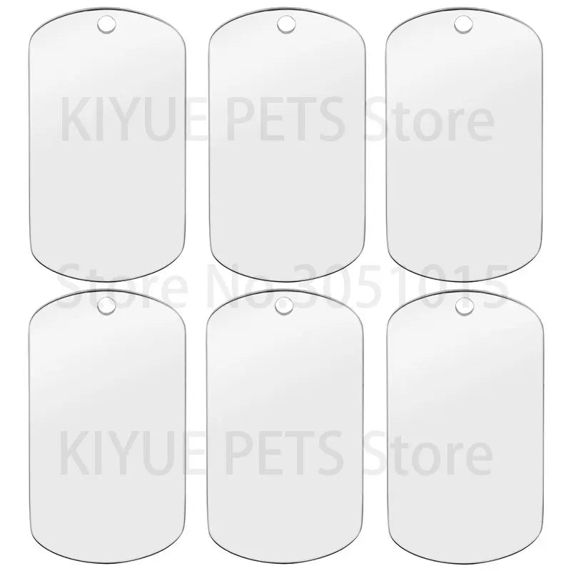 100Pcs Stainless Steel Cat Dog Tag Military Personalised Necklaces Style Blank Custom Make Lase Pet Id Plate