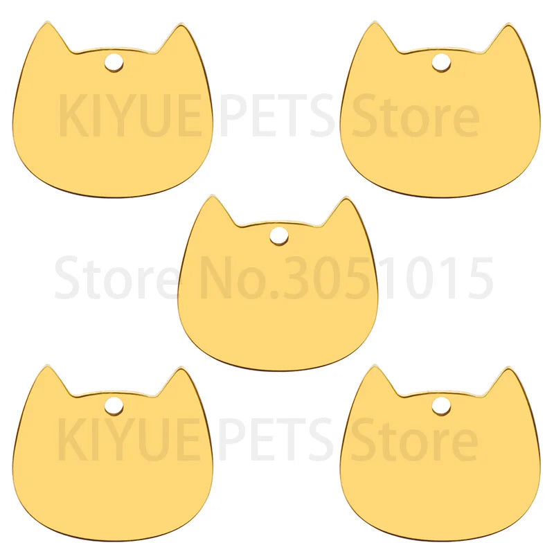 100Pcs Cat Id Tag Face Shape Lovey Pendant Collar Accessories Stainless Steel Dog Name Blank Metal Engraved Quality Neck