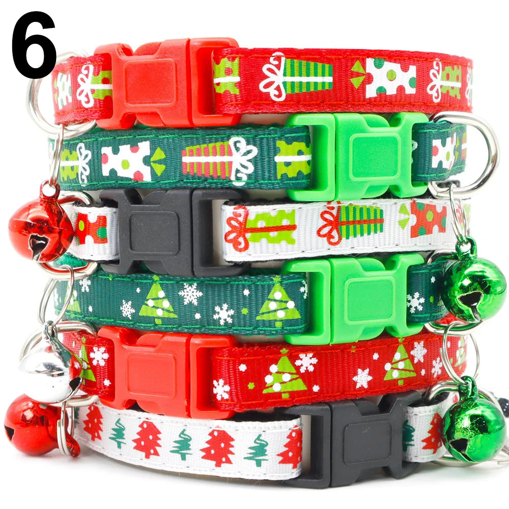 24PCS Pet Cat Collar Bow Tie And Bell Cute Plaid Christmas Red Adjustable Dog Collar With Sash Gifts