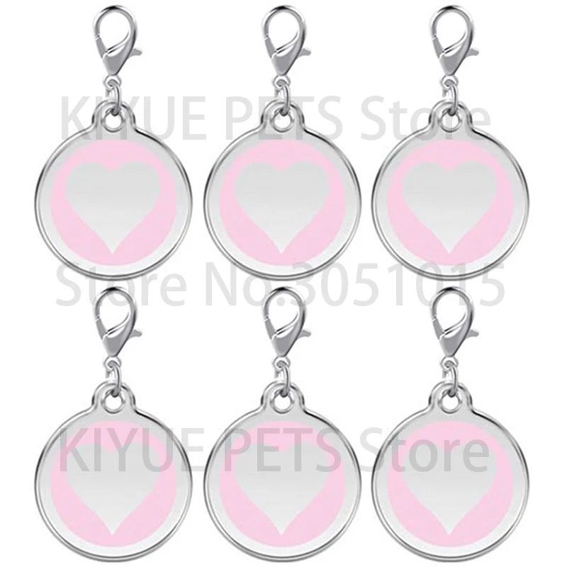 Wholesale 20Pcs Dog ID Tag Custom Pet Dog Cat Anti-lost Tags Engraved Puppy Cats Nameplate Heart Shape Dogs Collar Pendants