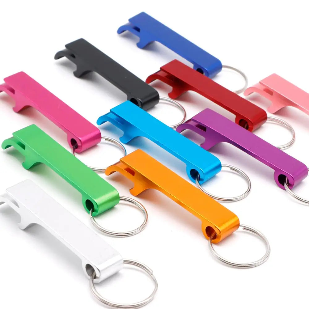 Wholesale 100Pcs Customized Aluminium  Can Opener Key Chain Ring Can Opener Restaurant Promotion Giveaway Logo Wedding Gift