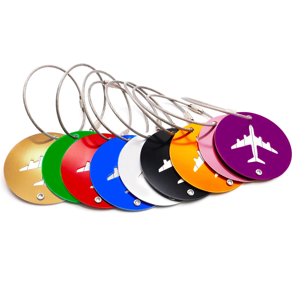 Wholesale 100Pcs Travel Luggage Dog Tags Baggage Name Tags Pet ID Suitcase Label Holder Aluminium Luggage Nameplate Travel Mark