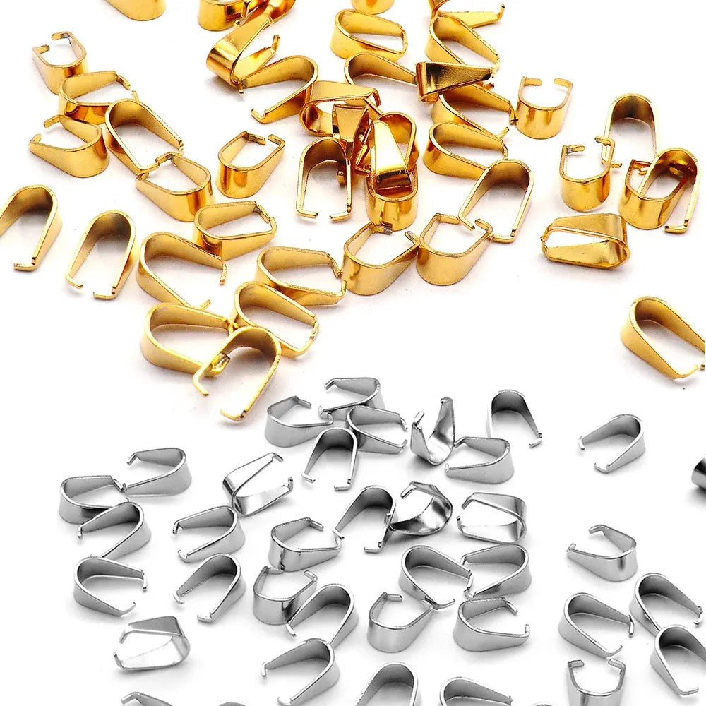 100pcs/Lot Gold Stainless Steel Clasps Bails Charm Melon Seeds Buckle Pendant DIY Necklace Bracelet Connectors Jewelry Findings