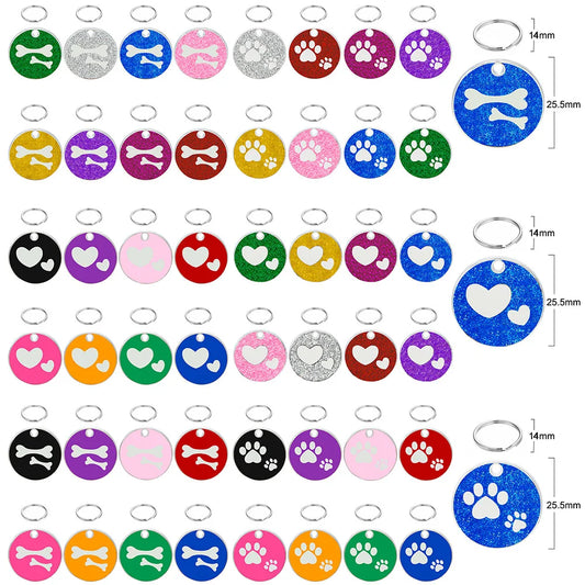 20PCS Dog Pet Id Tags Medal Customized Collar With Name Number Kitten Anti-lost Blank Pendant Personalized Engraving DIY