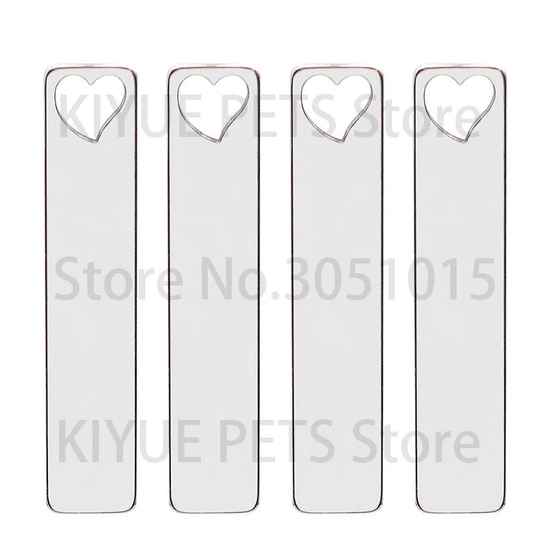 Wholesale 20pcs/Lot Stainless Steel Engraved Square Blank Bar Pendant Metal Pet ID Tag Necklaces Keyring Accessories