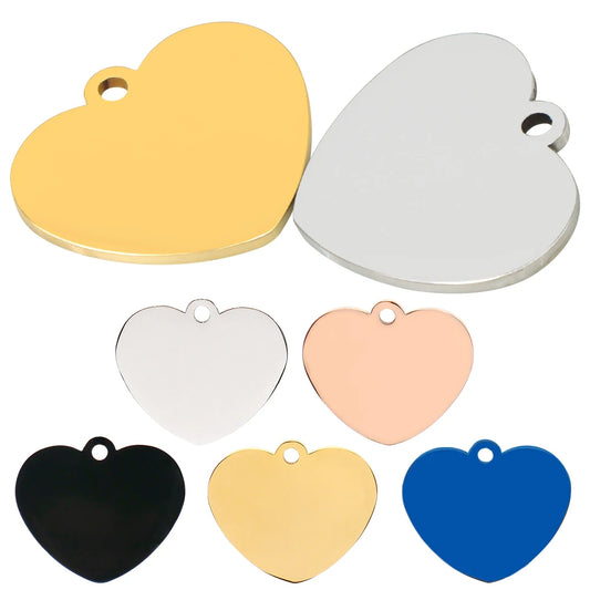 20PCS Heart-shaped Stainless Steel Dog ID Tag Pet Nameplate Pendant Custom Personality Engraved Cat Identity Necklace Accessorie