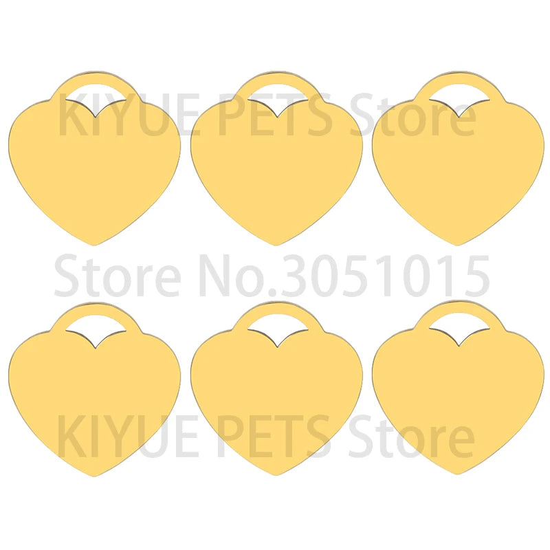 20Pcs Personalized Engraving Customized Dog ID Heart Shape Stainless Steel Tag Keyring Accessories Nameplate Pendant