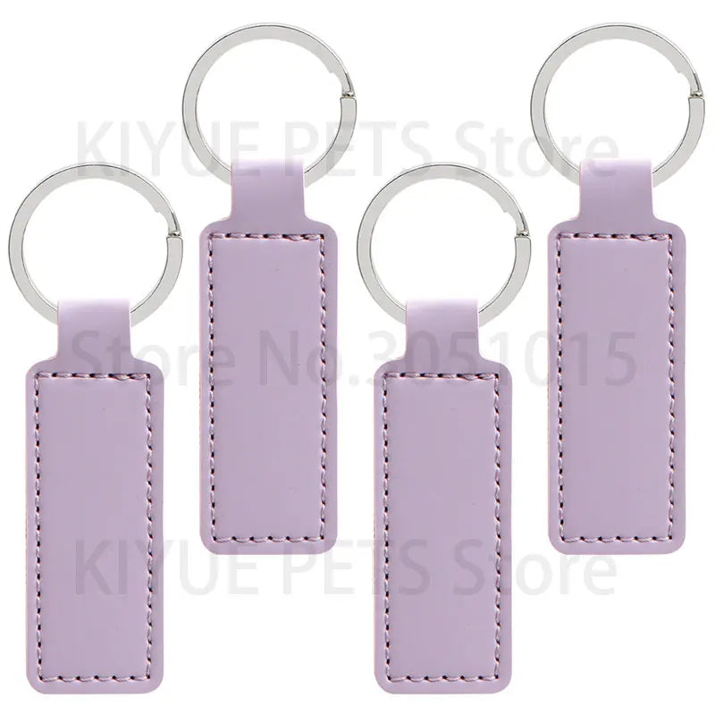 Wholesale 100 50 Pcs PU Leather ID Tag Key Chains Car Keychain Personalized Name Dog Tag ID Plate Square Key Pendant With Ring