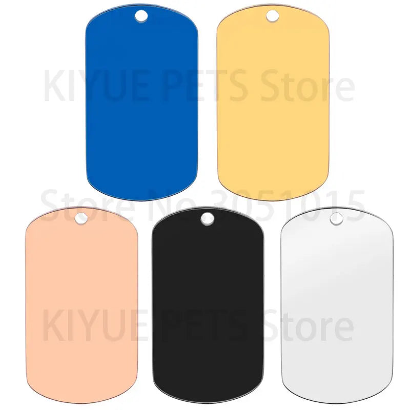 100Pcs Stainless Steel Cat Dog Tag Military Personalised Necklaces Style Blank Custom Make Lase Pet Id Plate