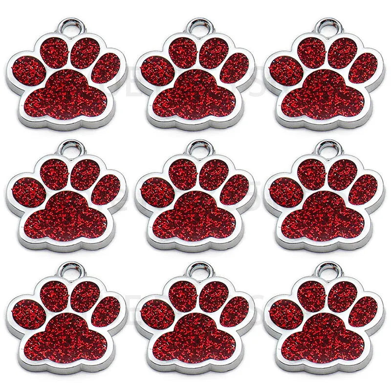 Wholesale 100Pcs Paw Identity Pendant Dog Tag Round Name Plate Pet ID Tag For Dogs Cats Personalized Custom Engraved Keychain