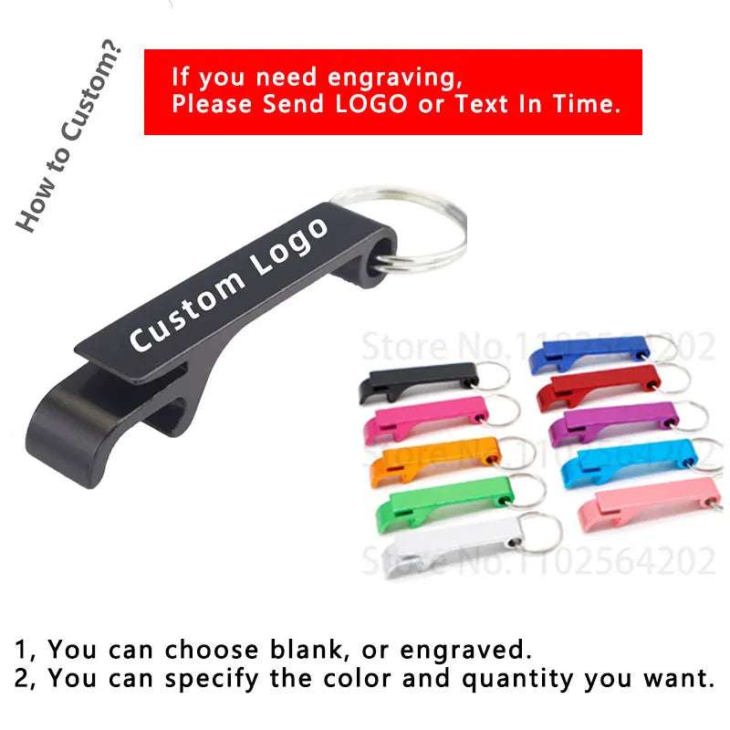 20 50 100Pcs Customized Small Gift Can Opener Key Chain Ring Can Opener Restaurant Promotion Giveaway Logo Gifts Wedding Gift