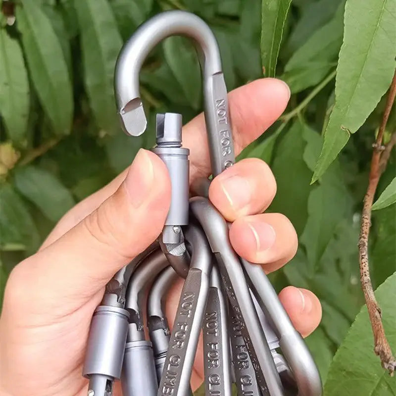 50Pcs Backpack Carabiner Keychain Outdoor Camping Hiking Aluminum D-ring Snap Clip Buckle Hook Climbing Tools as Small Gift