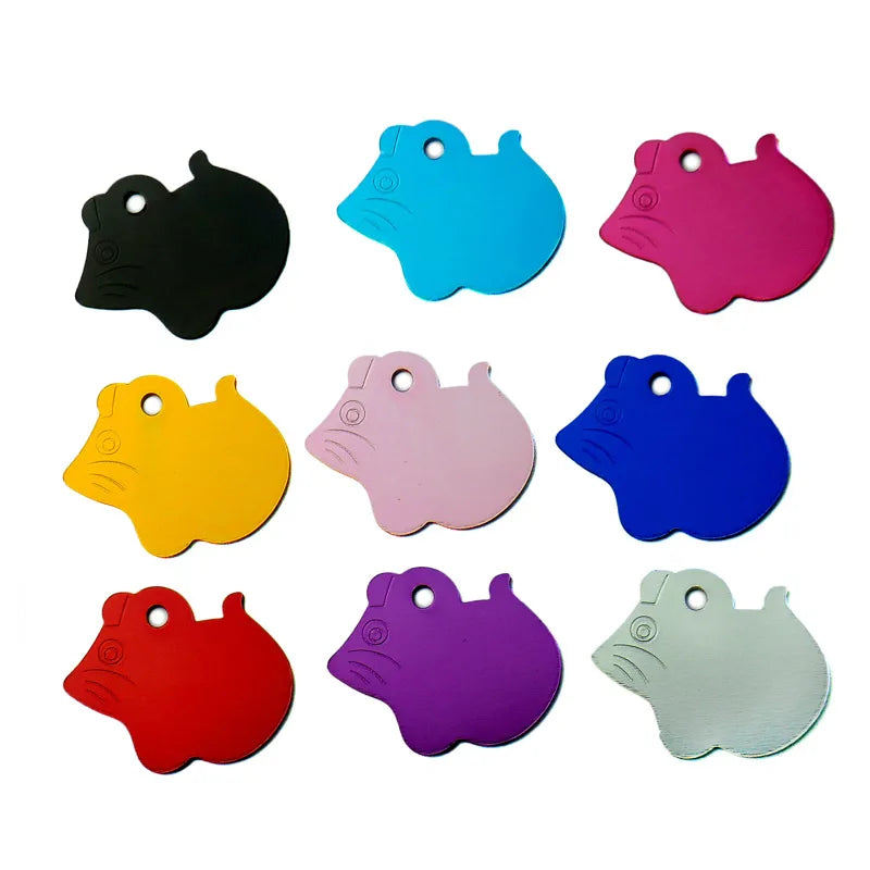 KIYUE 20pc Mouse Shape Personalized Engraving Pet Id Tags Dog Cat Tag Dog Identification Customized Name Address Telephone Text