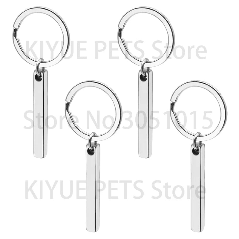 20PCS Dog ID Tag Stainless Steel Cylindrical Keyring Anti-Loss Cat Plate Jewelry Making Keychain DIY Findings Car Keys Friend