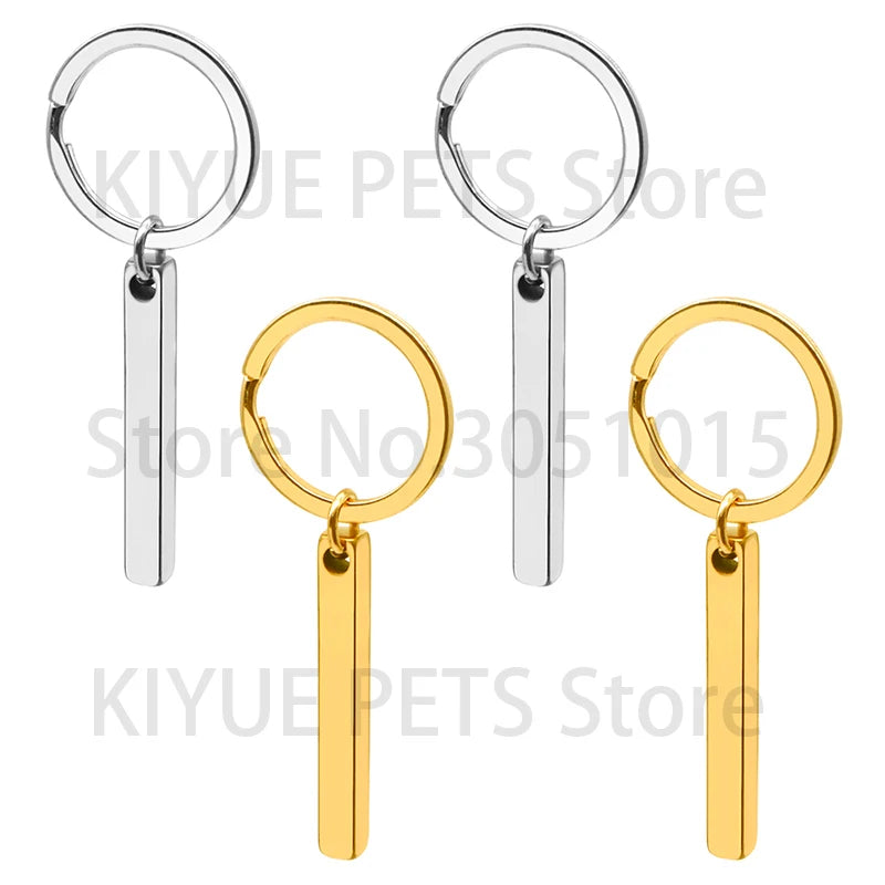 20PCS Dog ID Tag Stainless Steel Cylindrical Keyring Anti-Loss Cat Plate Jewelry Making Keychain DIY Findings Car Keys Friend