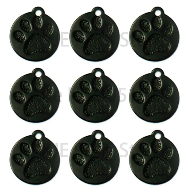 Wholesale 100Pcs Personalized ID Dog Tag Custom Engraved Name Puppy Dog Tag Paw Pendant Keychain Pet Dog Collar Accessories