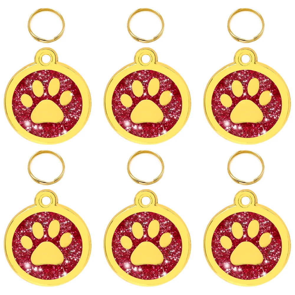 20Pcs Anti-lost Custom Dog ID Tag Engraved Pet Collar Accessories Personalized Blank Alloy Puppy Paw Name Metal