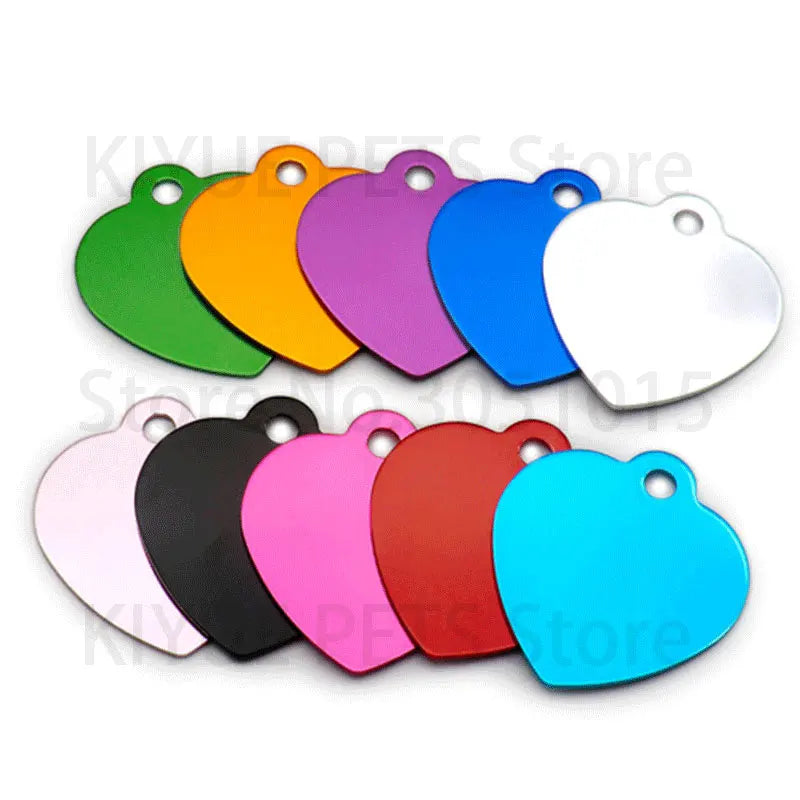 Wholesale 100Pcs Personalized Heart Dog Tag Pet Dog ID Name Wedding Gift Tag Card Customized Laser Name Dog Collar Accessories