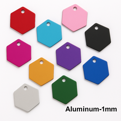 Wholesale 100Pcs Anodizing Aluminum Hexagon Keychian Tag Dog ID Tag