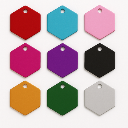 Wholesale 100Pcs Anodizing Aluminum Hexagon Keychian Tag Dog ID Tag